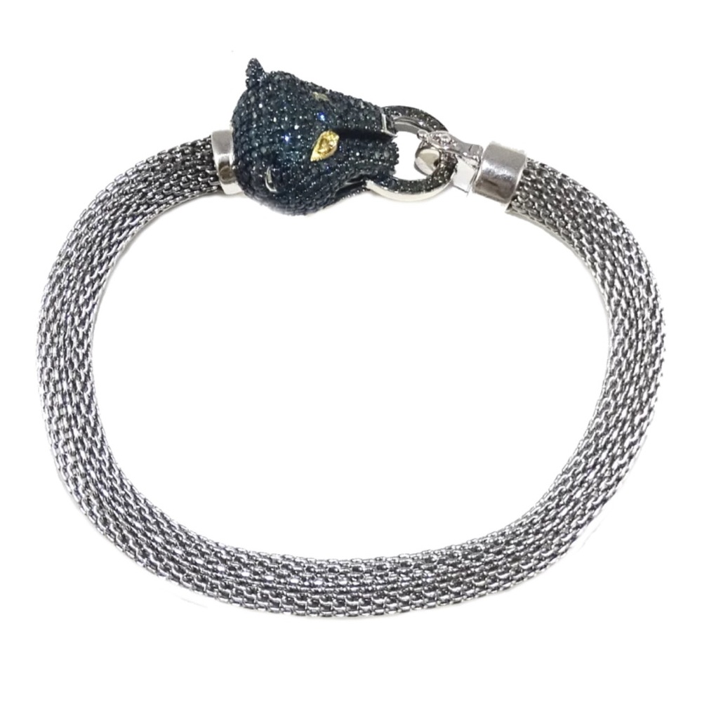 Panther Head Mesh Diamond Bracelet 🐆 💙💛